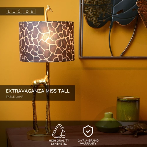 Lucide EXTRAVAGANZA MISS TALL - Table lamp - Ø 25 cm - 1xE27 - Matt Gold / Brass - USP